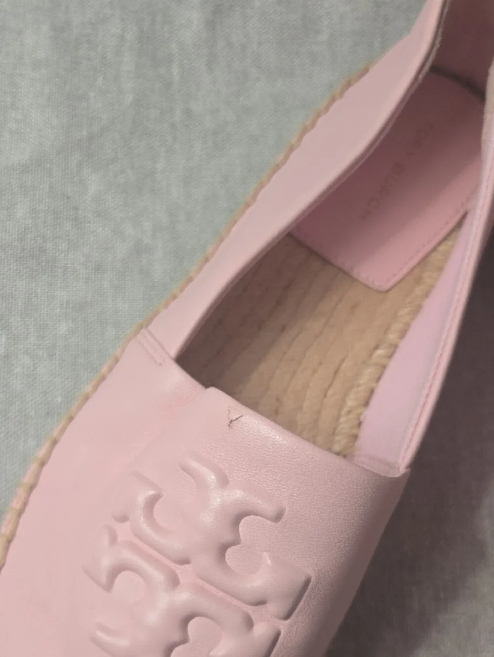 Tory Burch Pastel Pink Leather Espadrille Slingback Flats. NEW (Minor scratch)